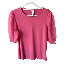 H&M Pink Ruffled Puff Sleeve Blouse Women’s M Streetwear Casual